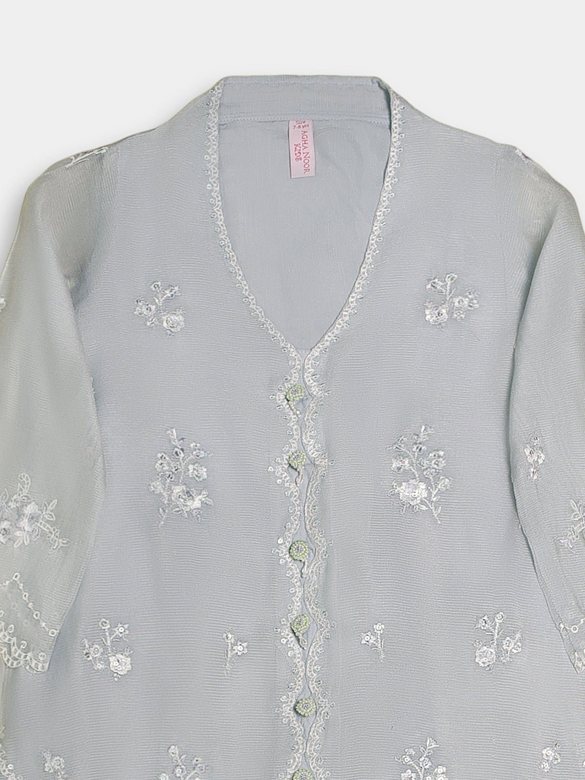 (Kids) 3 Piece -Embroidered  Pure Cotton Net Suit KD-076