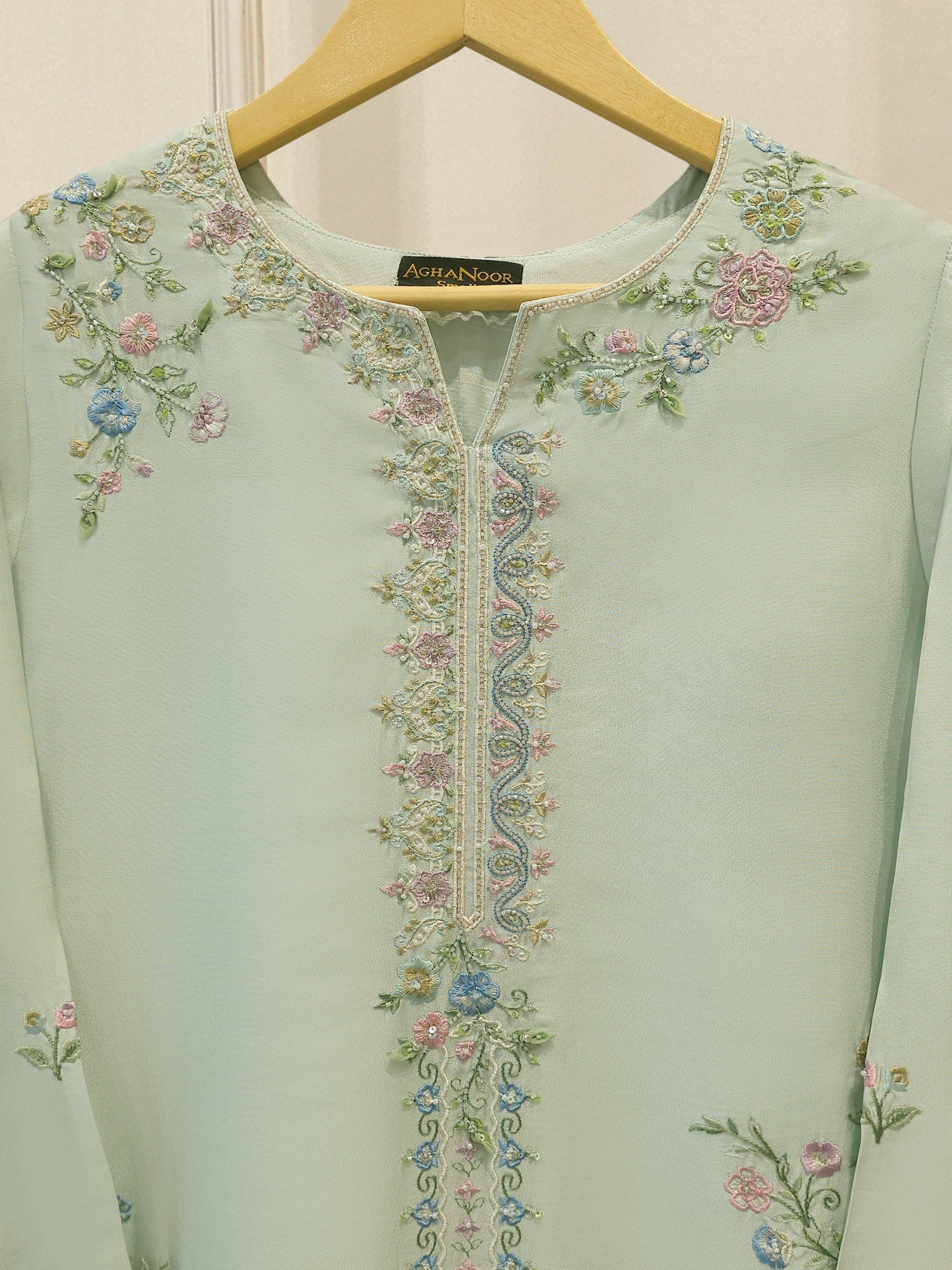 2 Piece- Pure Sheesha Silk Embroidered Suit S115229