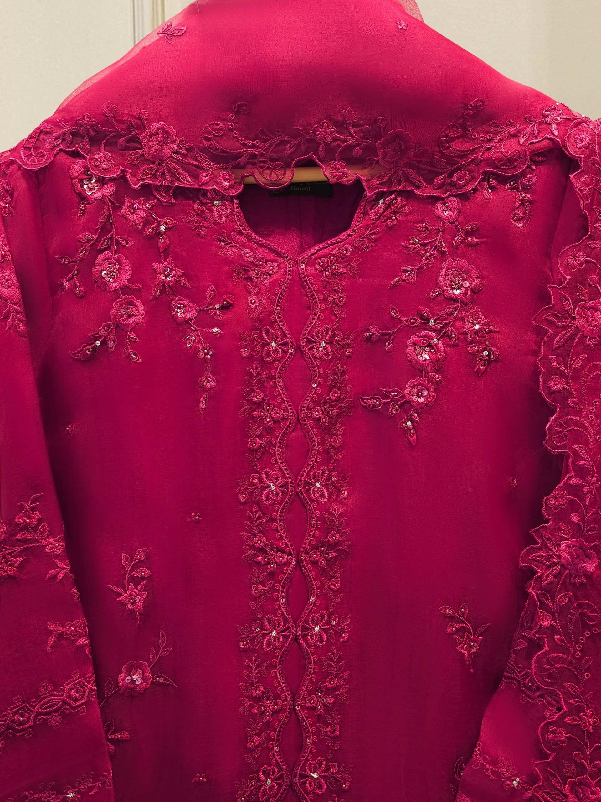 3 Piece - Pure Organza Embroidered Suit S115248