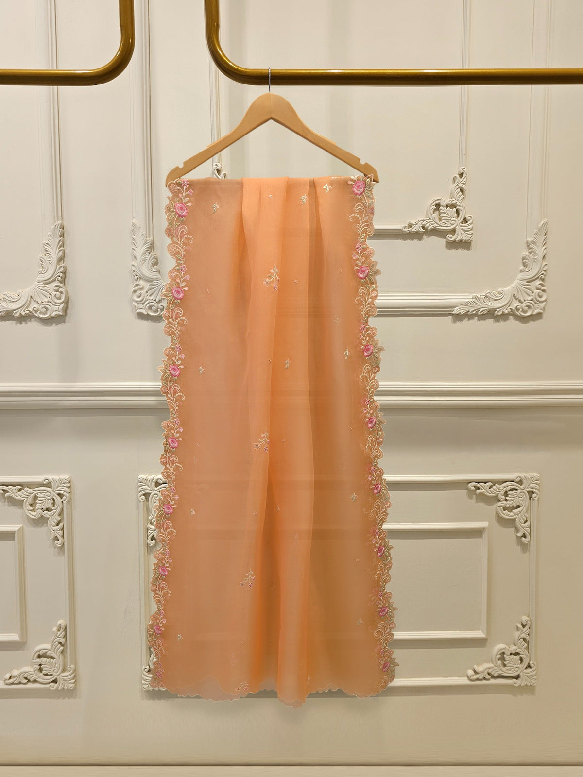 3 Piece - Pure Organza Embroidered Suit S115289