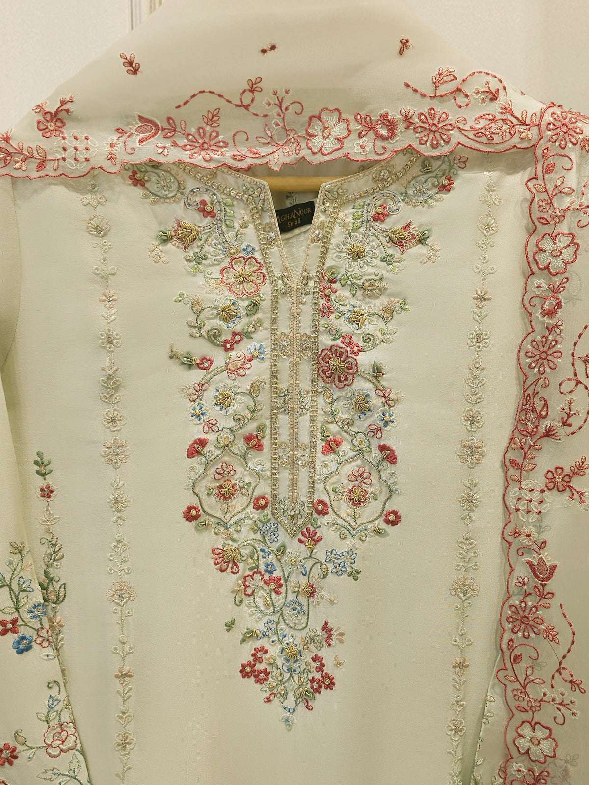 3 Piece- Pure  Sheesha Silk Embroidered Suit S115407
