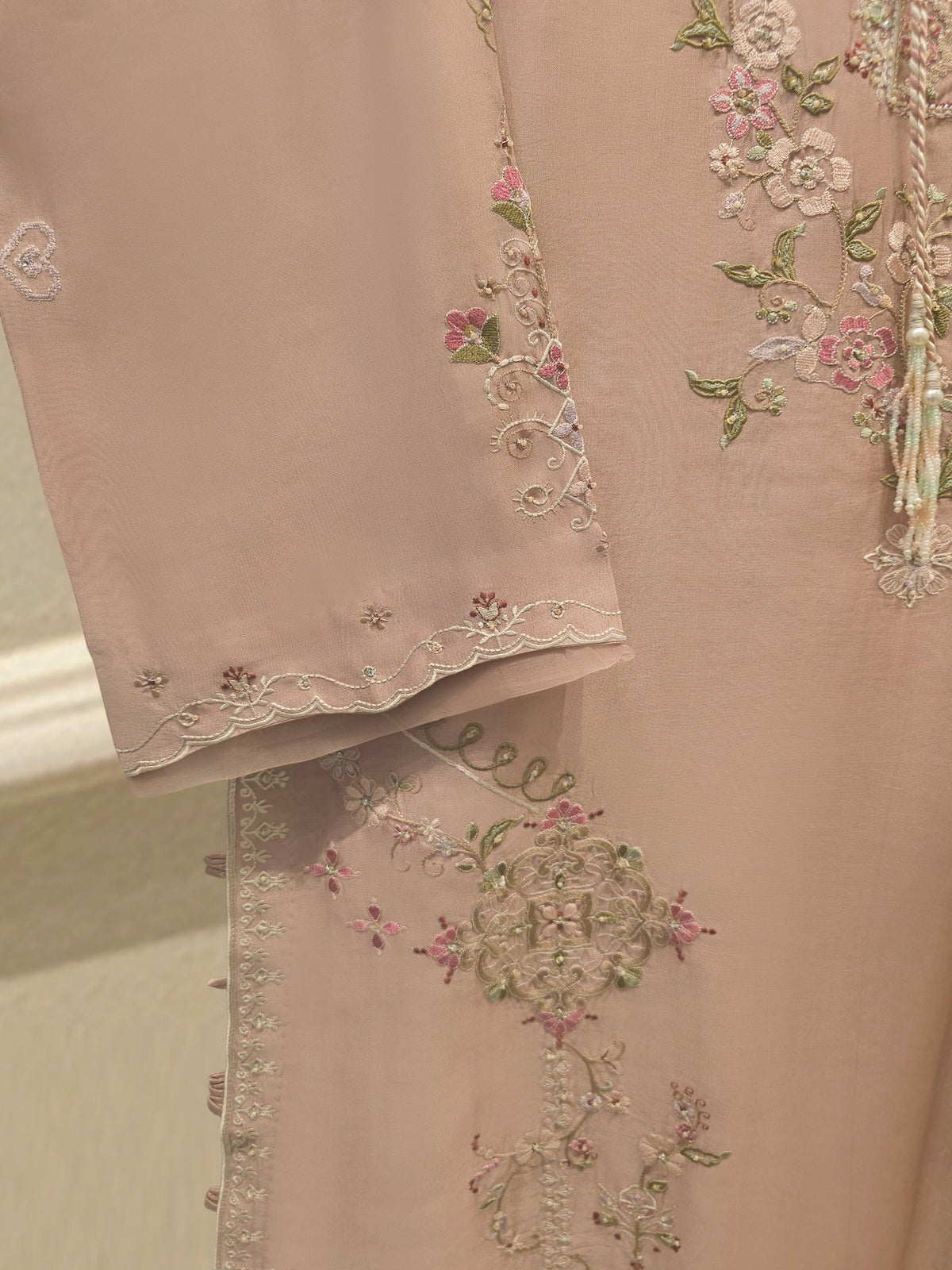 Pure Embroidered Sheesha Silk Shirt S115548