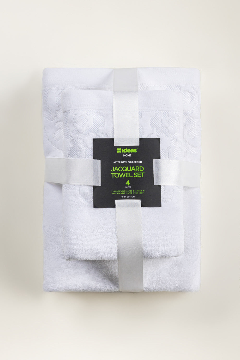 White Jacquard 4Pcs Towel Set