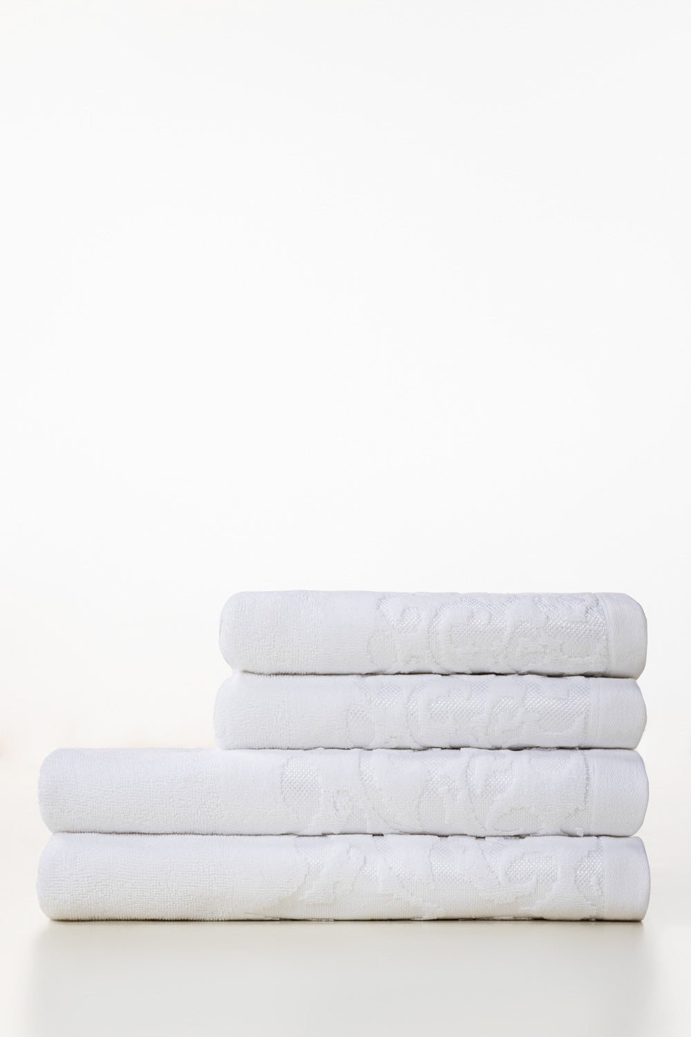 White Jacquard 4Pcs Towel Set