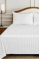 White Fairy Stripe Satin T-250 Bed Sheet Set