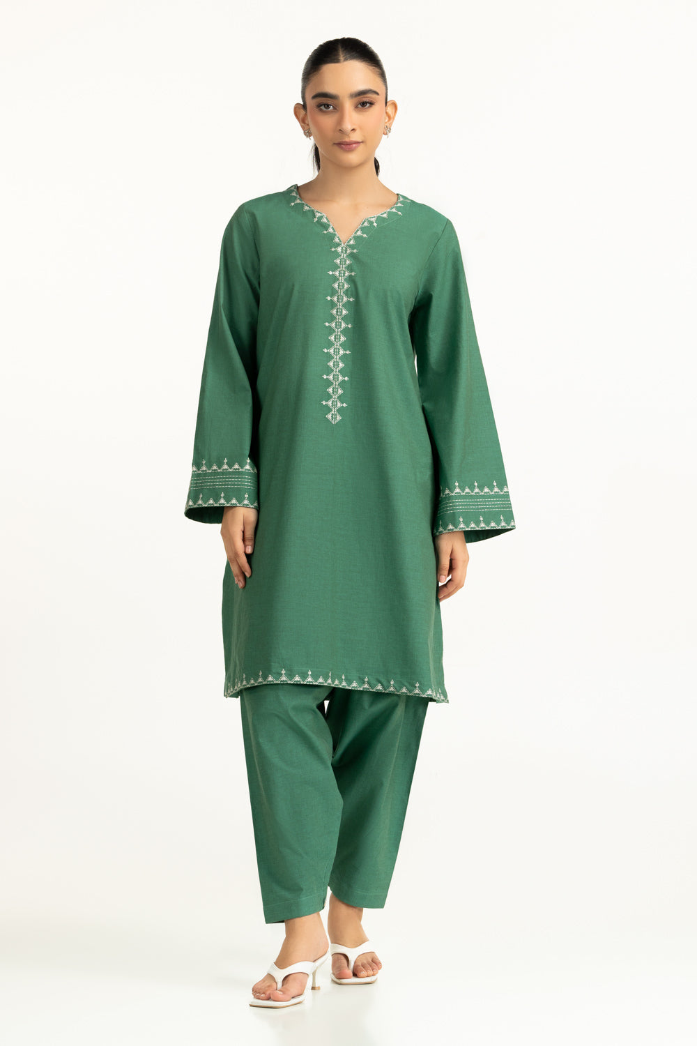 Yarn Dyed Embroidered Co-Ord Set