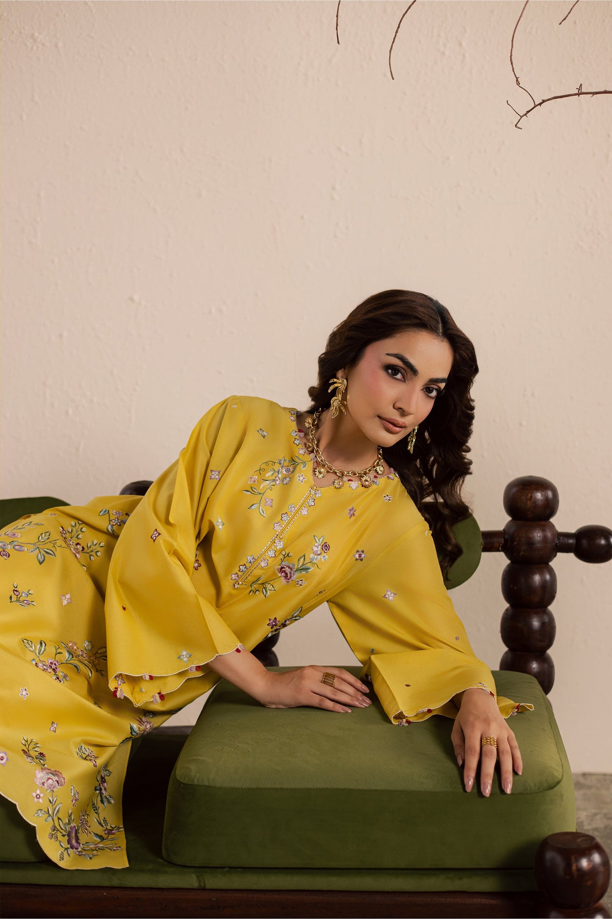 Yellow Elira 2Pc - Embroidered Lawn Dress