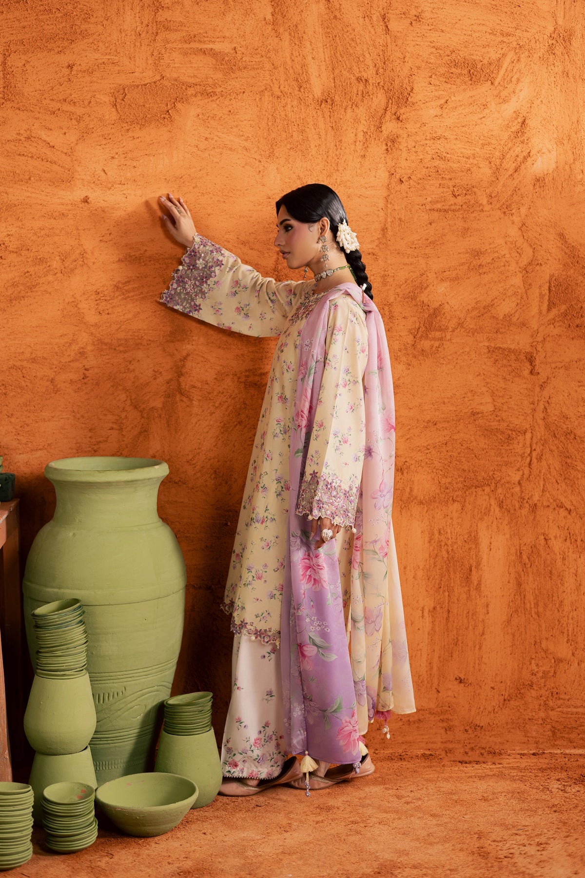 Yellow Lamia 3Pc - Printed Lawn Dress