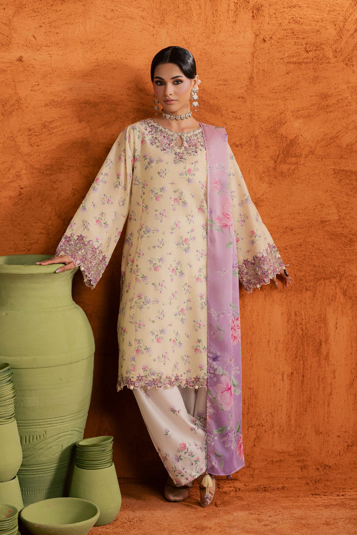 Yellow Lamia 3Pc - Printed Lawn Dress