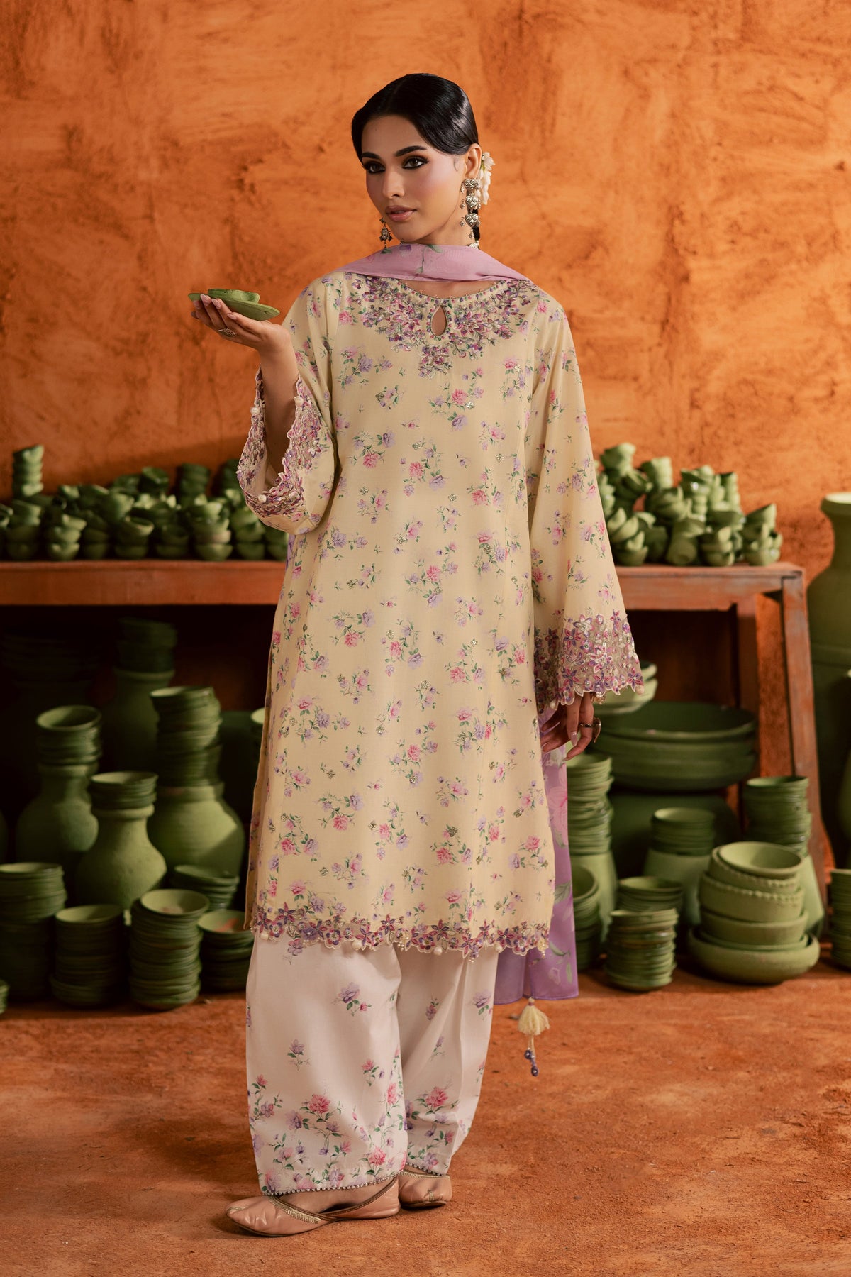 Yellow Lamia 3Pc - Printed Lawn Dress