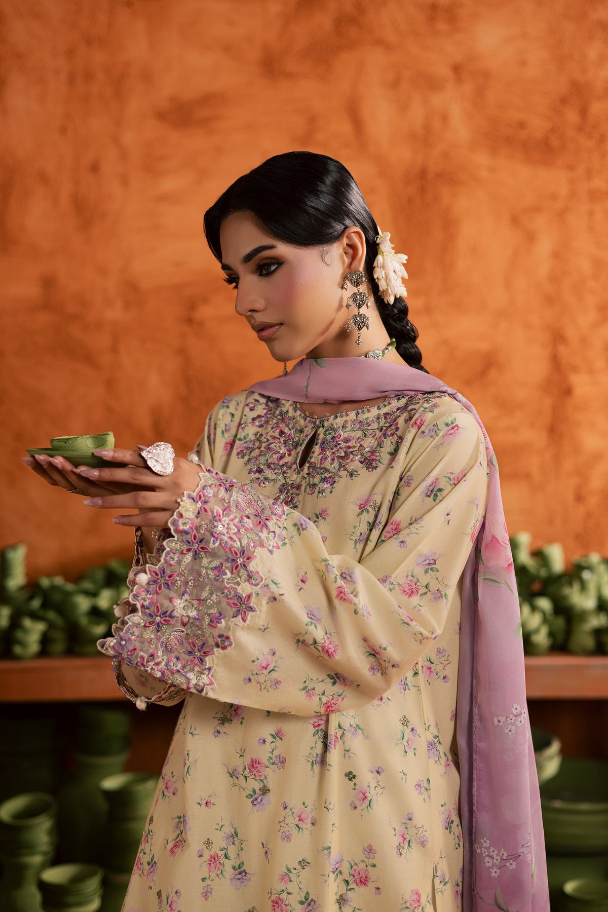 Yellow Lamia 3Pc - Printed Lawn Dress