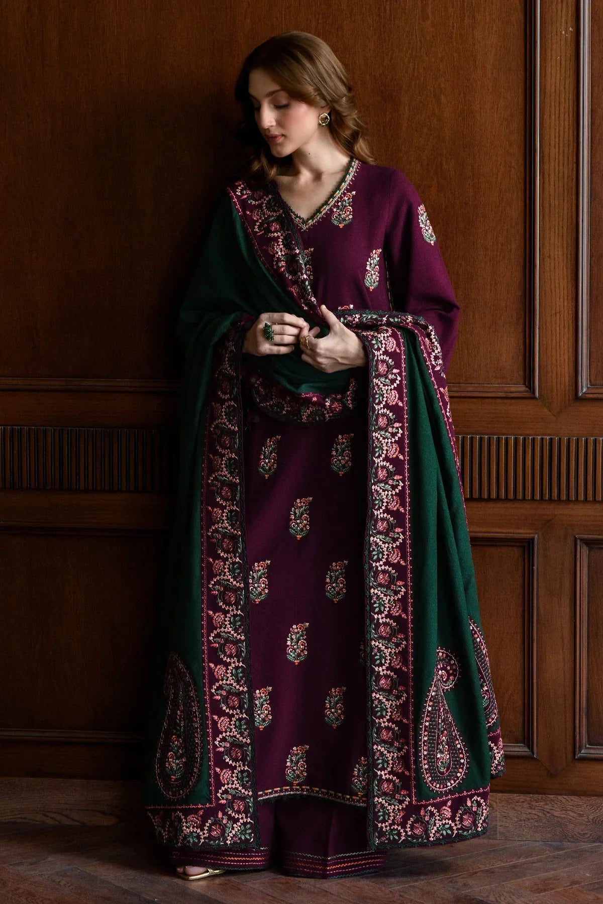 Batik Luxury lawn  Embroidered Unstitched Collection Maroon