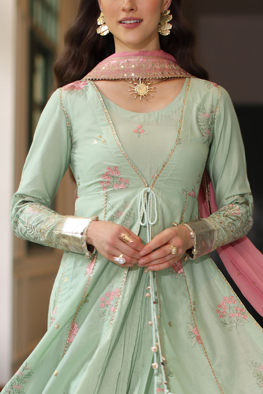 3 Piece Embroidered Lawn Suit with Chiffon Dupatta