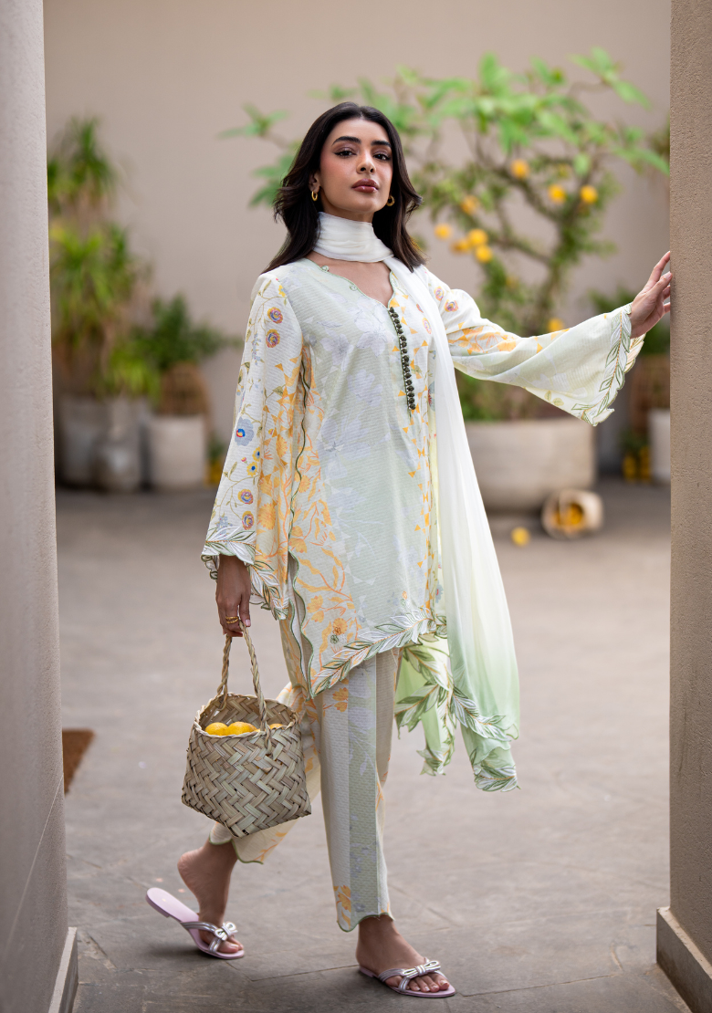 Embellished silk dupatta (as shown)