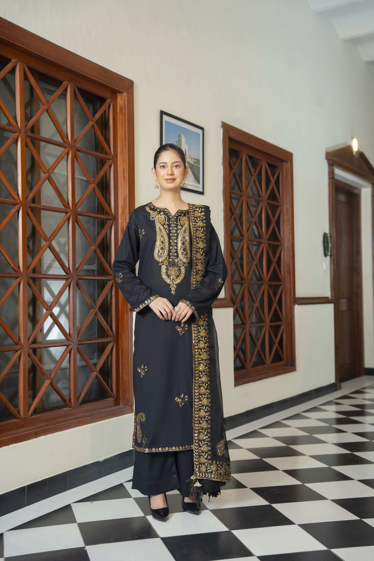 Zarmina - Black & Gold Embroidered Formal Collection | MAHARANI