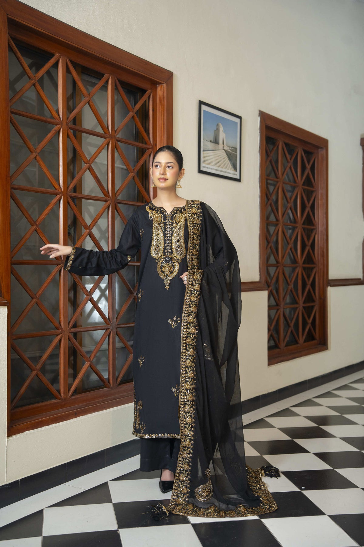 Zarmina - Black & Gold Embroidered Formal Collection | MAHARANI