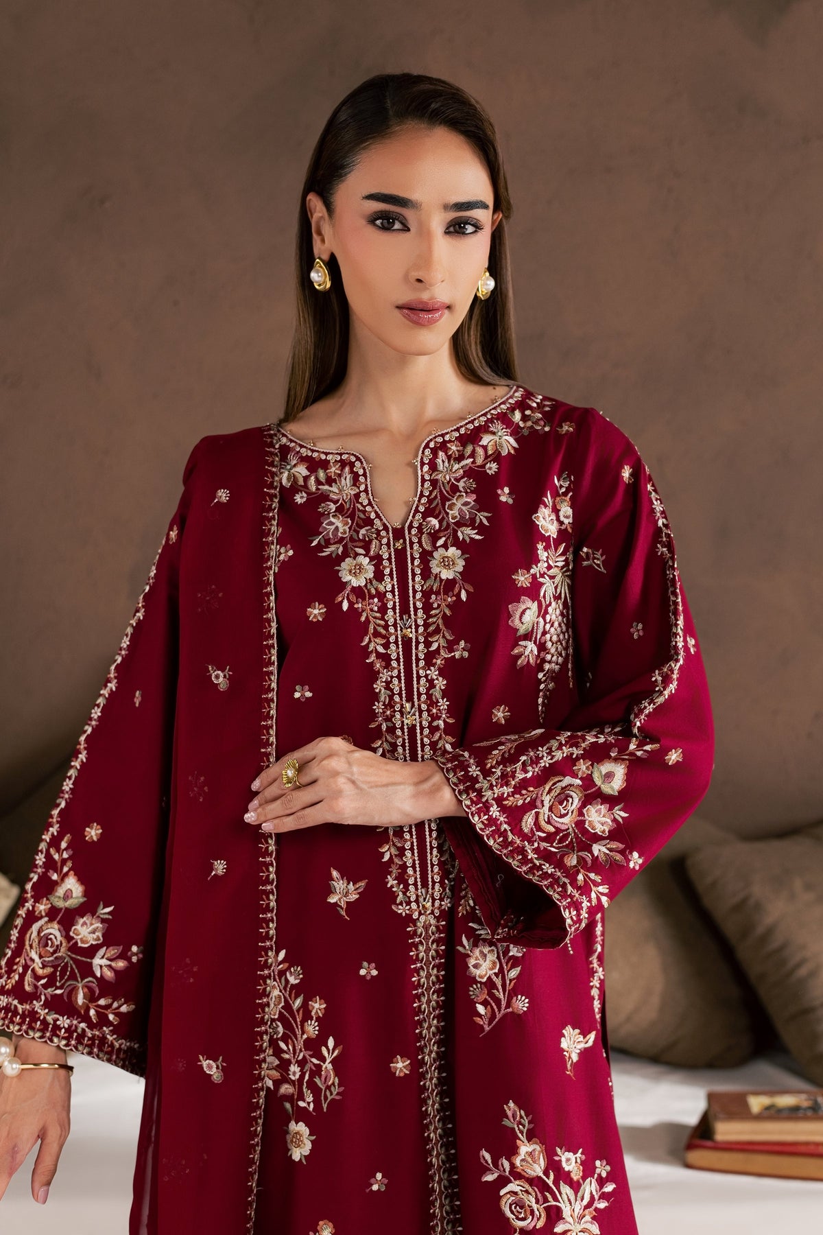 Zarshak 3Pc - Embroidered Cambric Pret