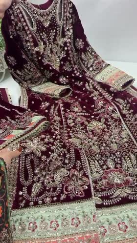 Rs 44500 Aneelas Stitched Velvet Ada Work 3pc With Heavy Velvet Shawl [VT-26-08] [Dispatch Time 3 Months]