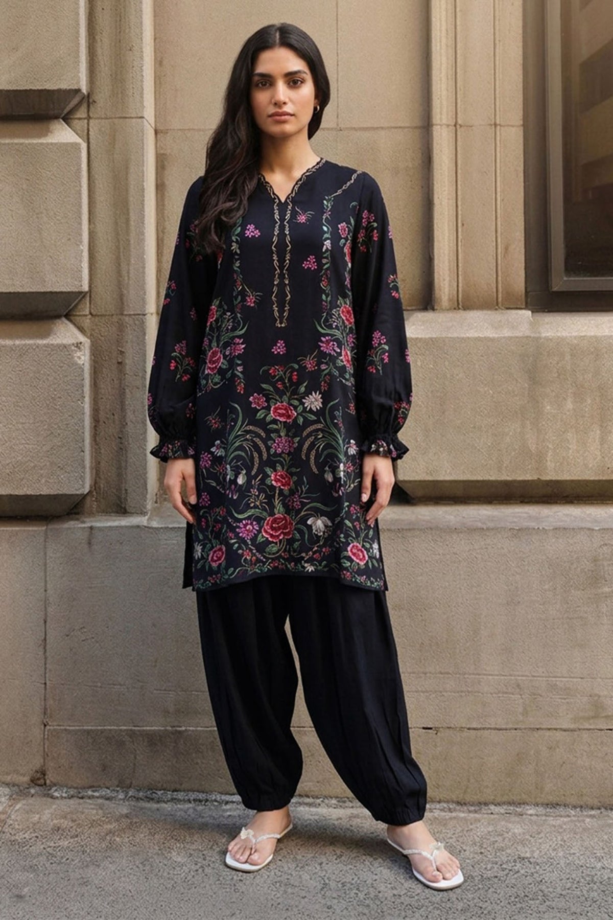 EBONY ESSENCE-2PC LINEN PRINTED SUIT