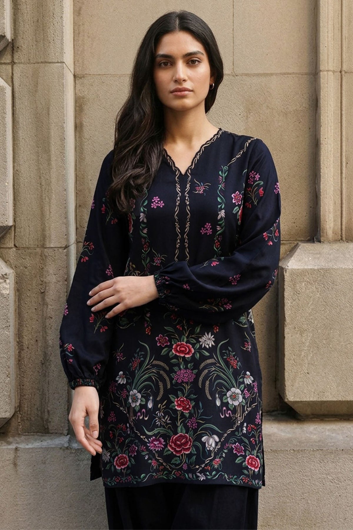 EBONY ESSENCE-2PC LINEN PRINTED SUIT