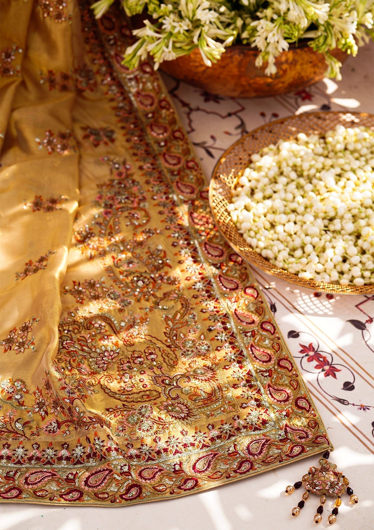 Aik Atelier WDB24 Style — Mairaz Indian Gold Tissue Shawl