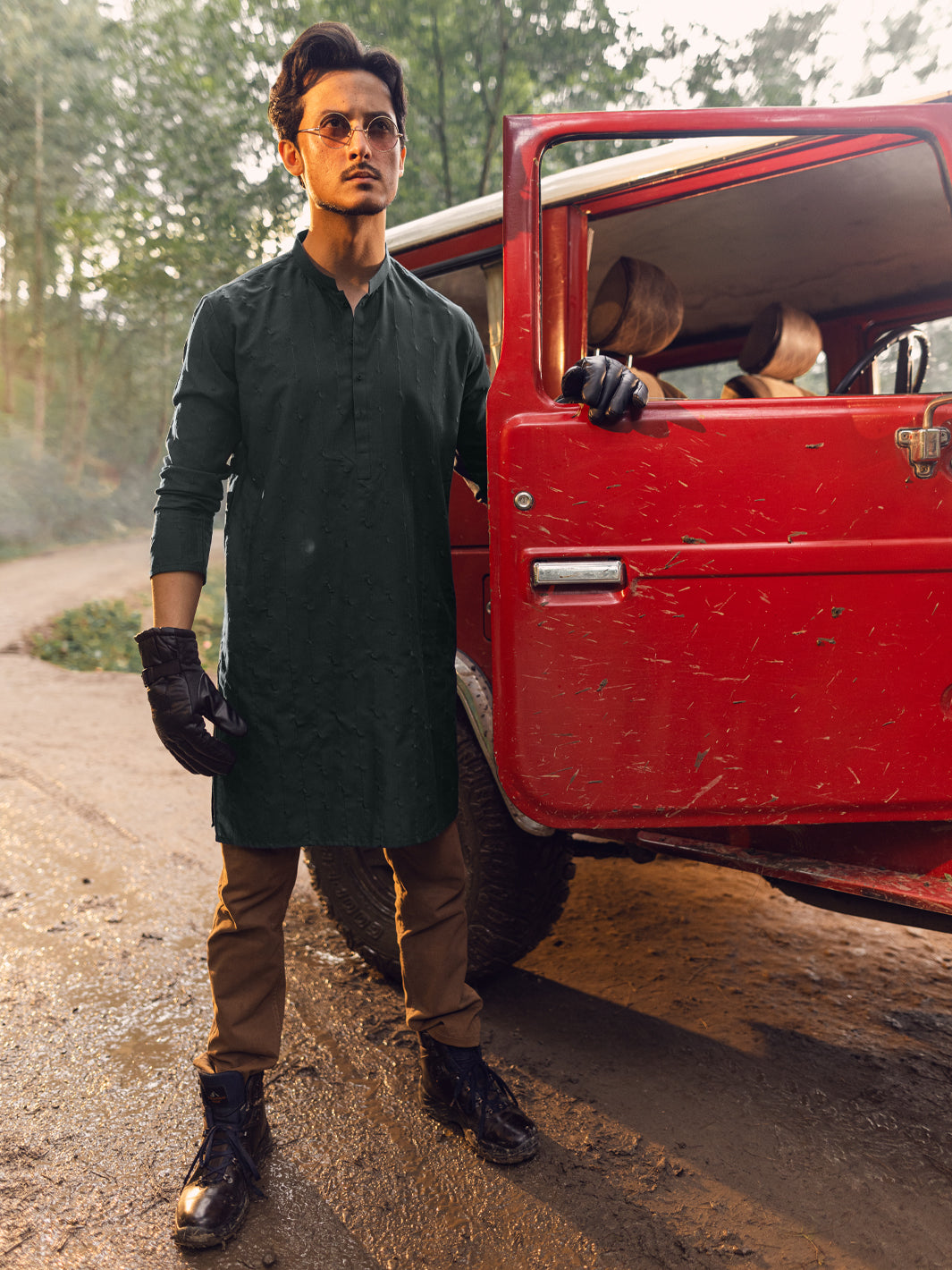 Green Blended Kurta - AL-K-1112C