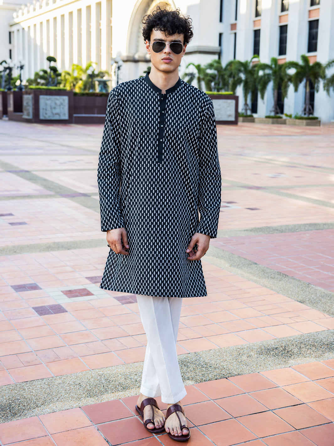 Black Cotton Kurta - AL-K-1134A