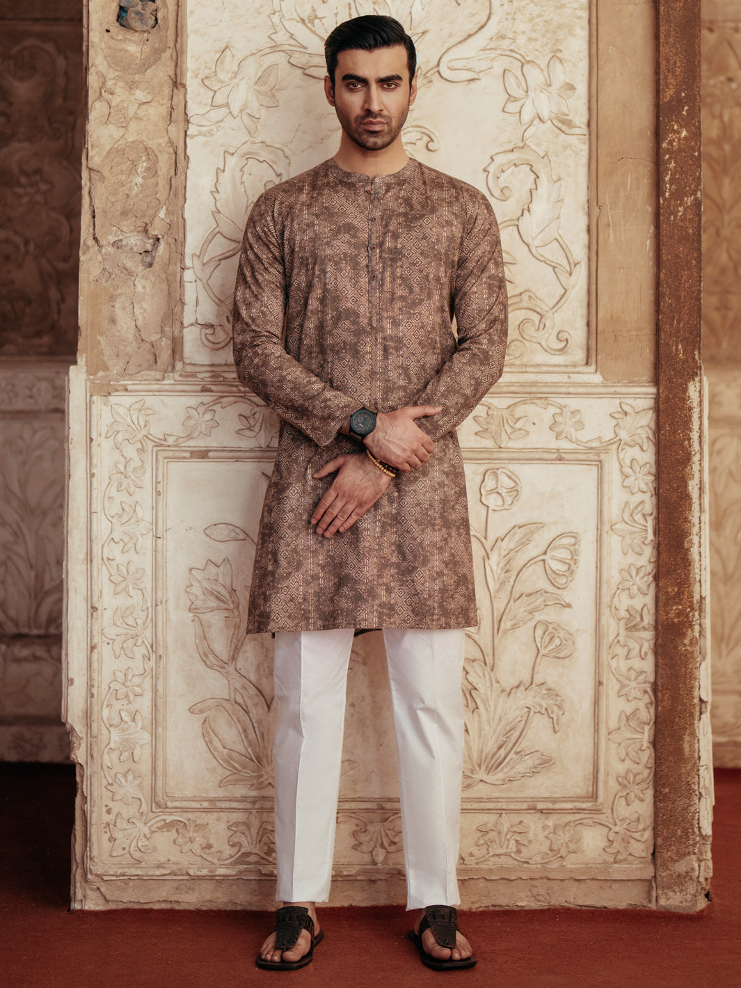 Brown Cotton Kurta - AL-K-1185