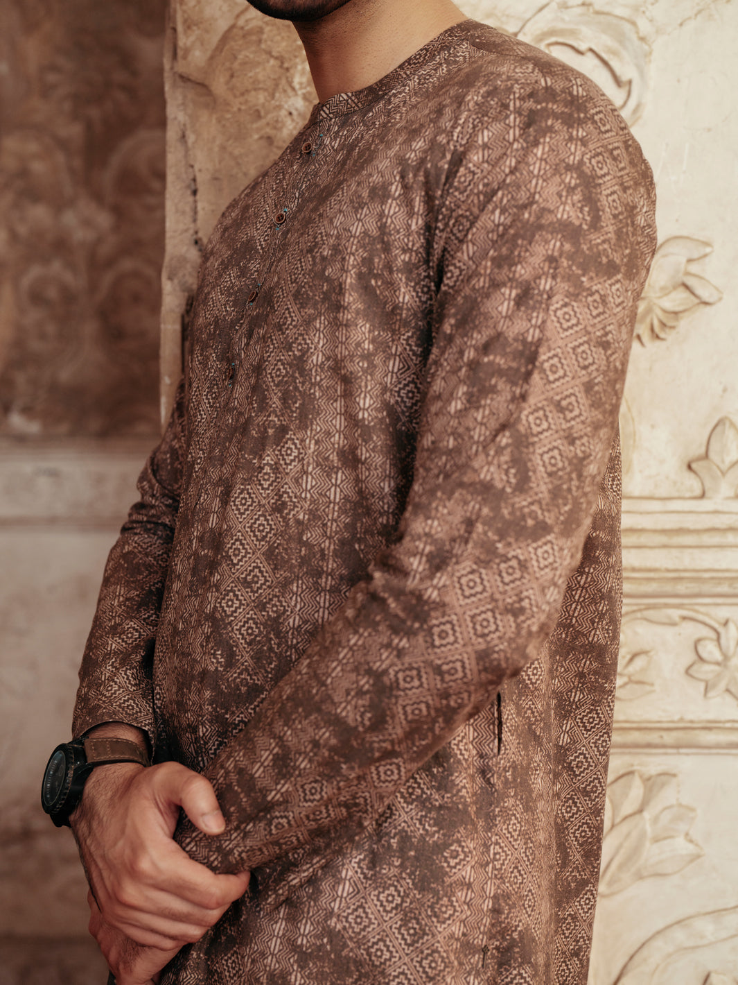 Brown Cotton Kurta - AL-K-1185