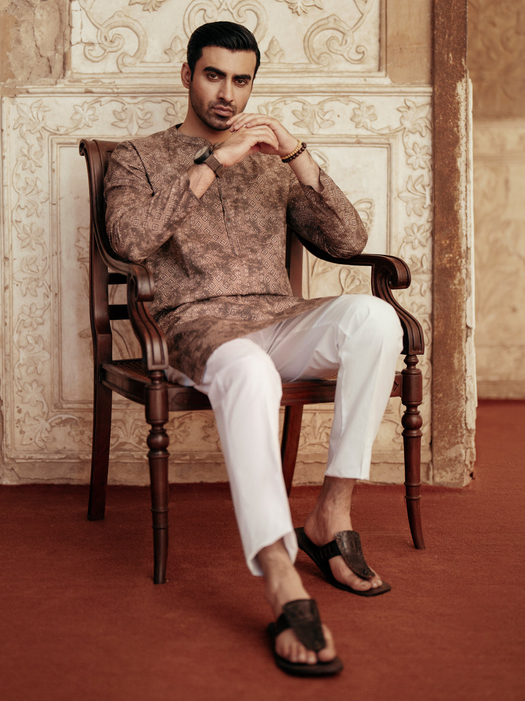 Brown Cotton Kurta - AL-K-1185