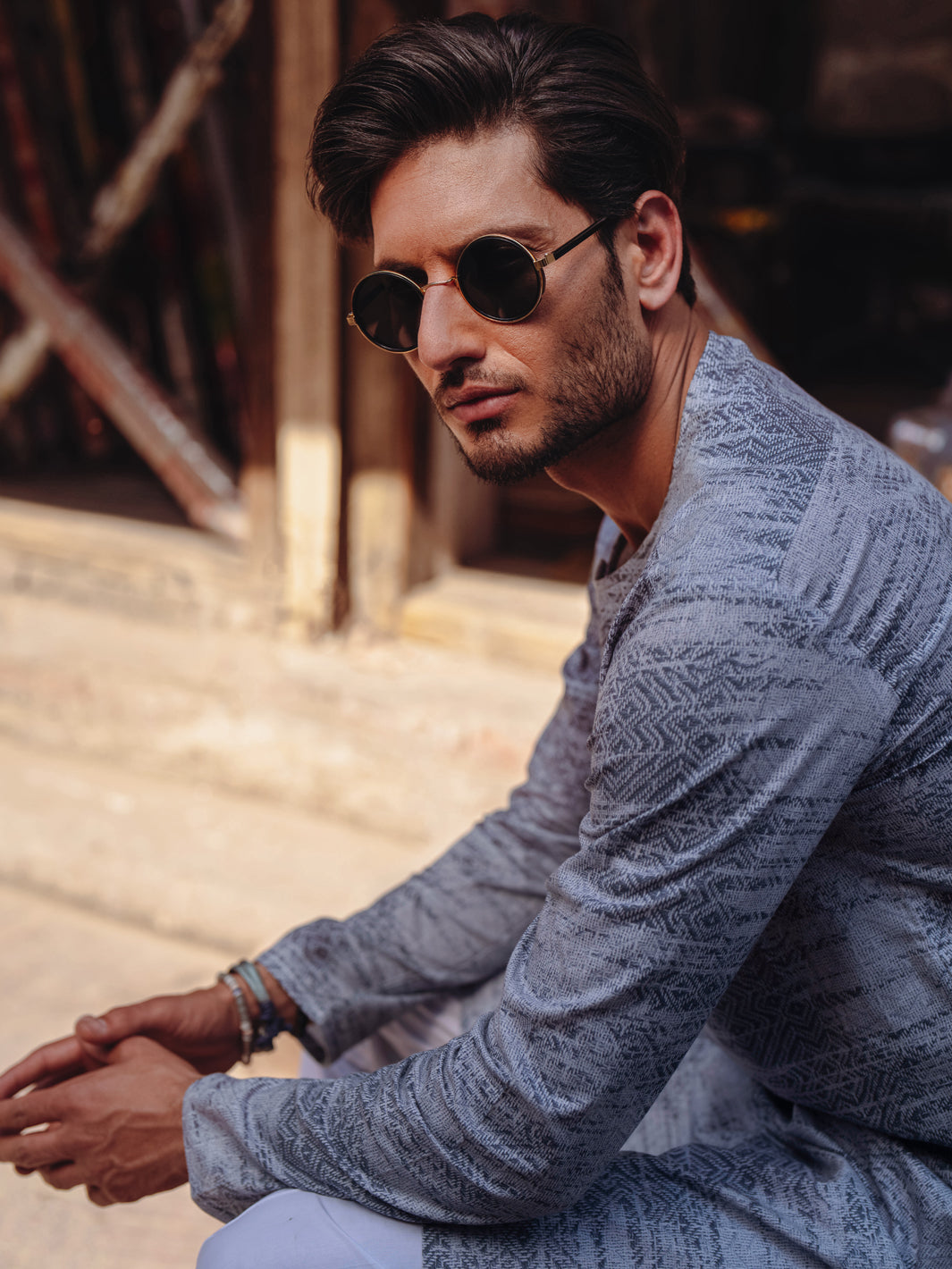 Grey Cotton Kurta - AL-K-1186