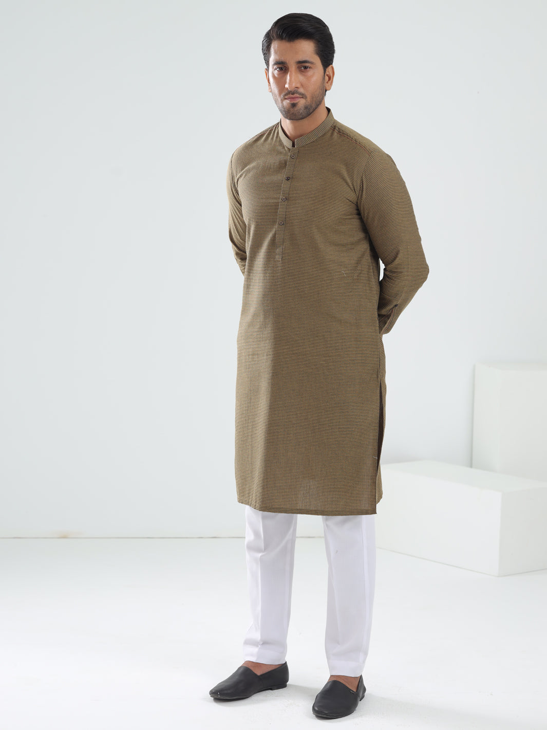 Mustard Cotton Kurta - AL-K-1203