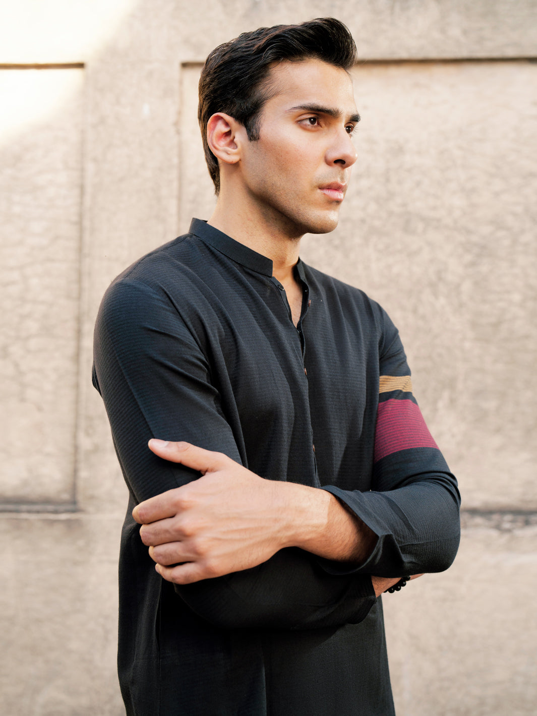 Black Cotton Kurta - AL-K-1204