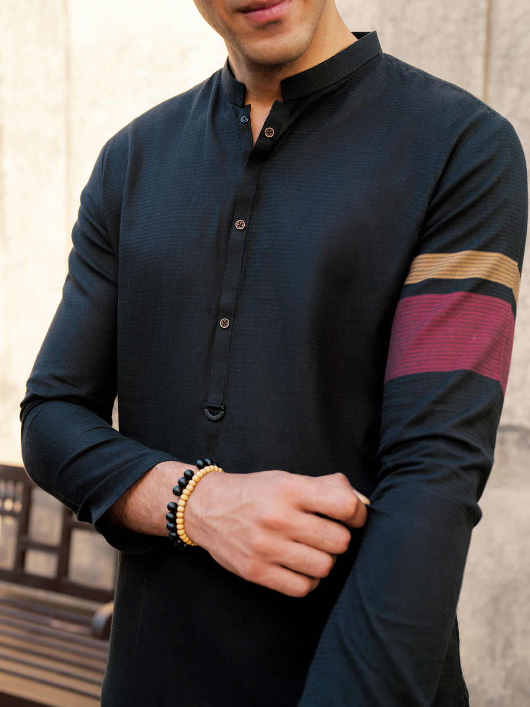 Black Cotton Kurta - AL-K-1204