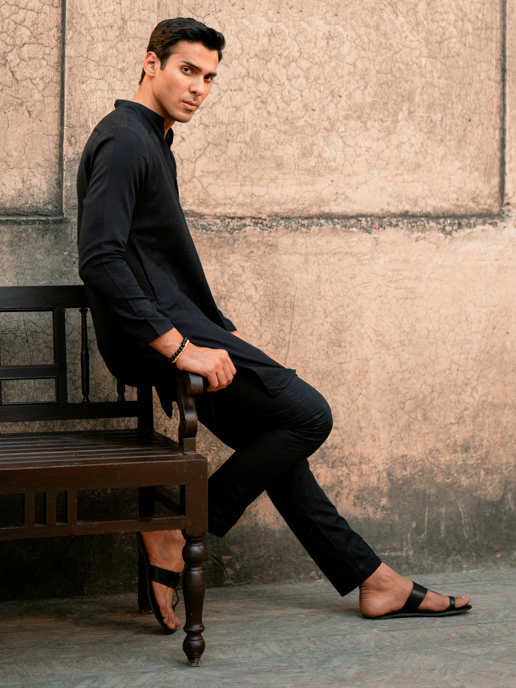 Black Cotton Kurta - AL-K-1204