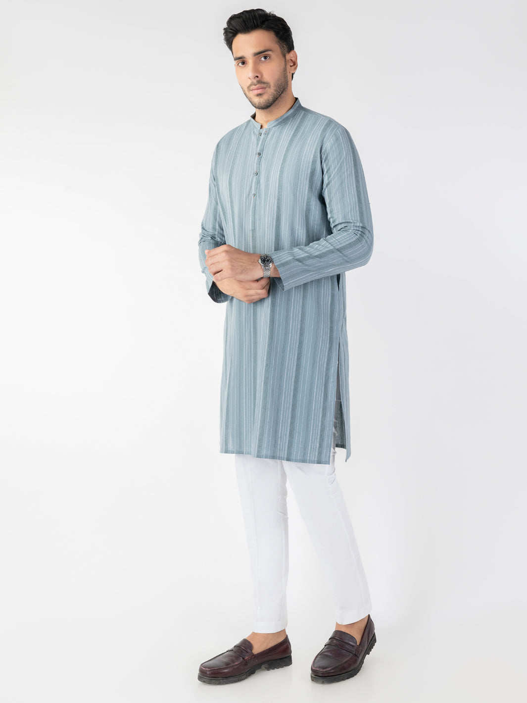Grey Blended Kurta - AL-K-1245