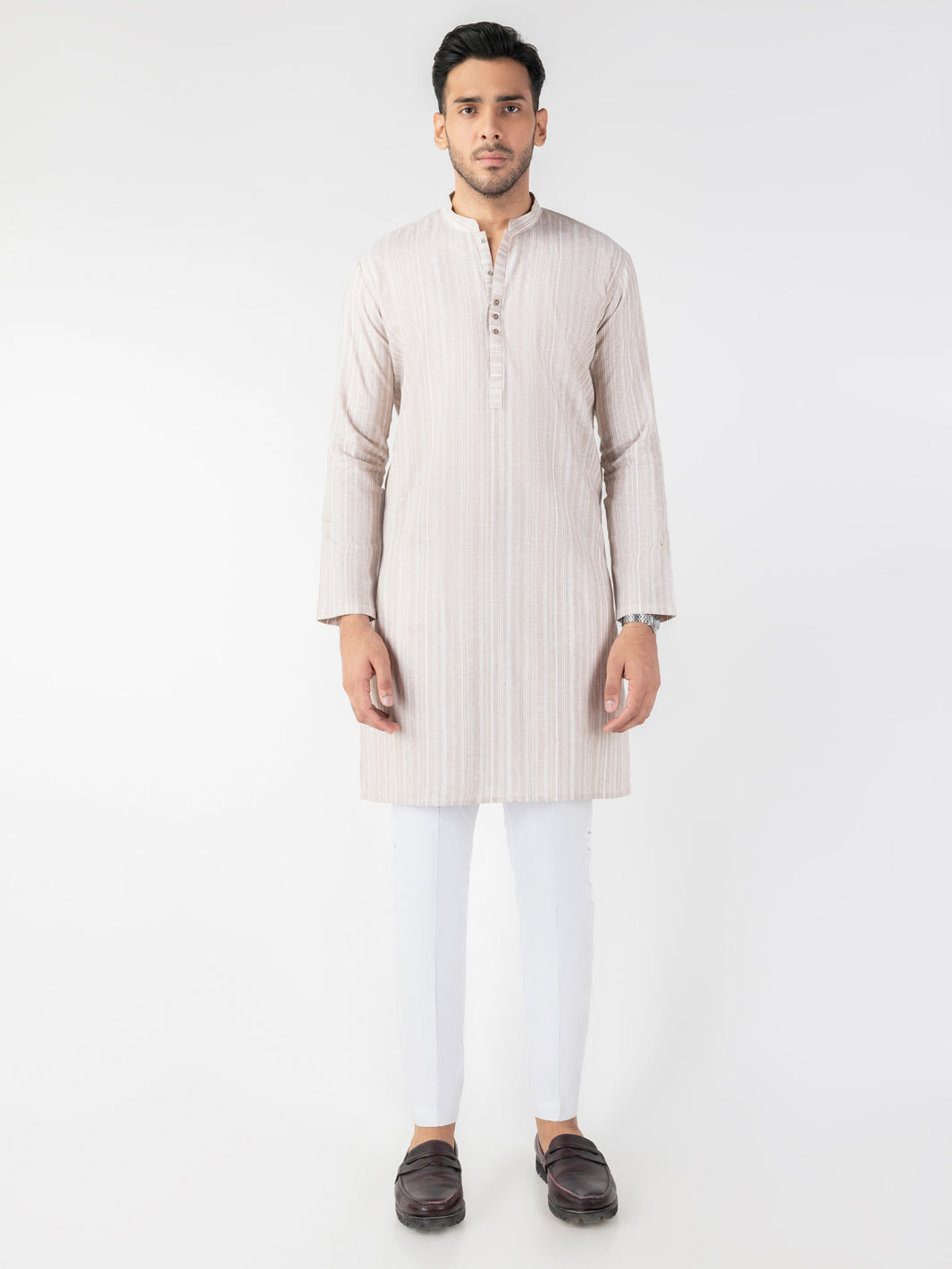 Beige Blended Kurta - AL-K-1247