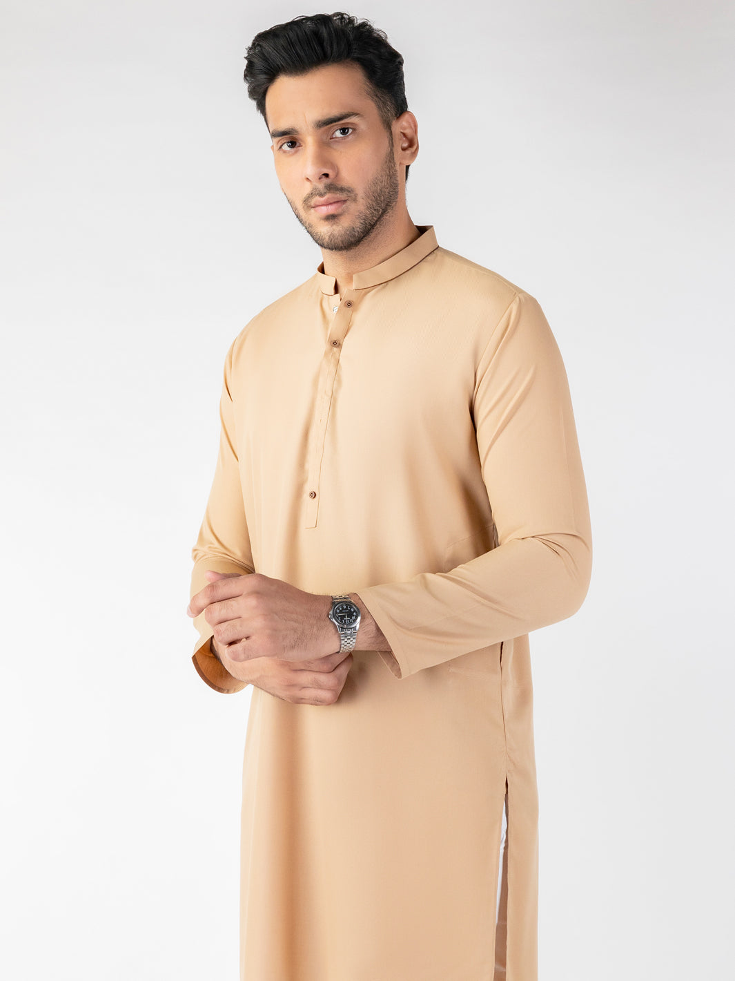 Beige Blended Kurta - AL-K-1260