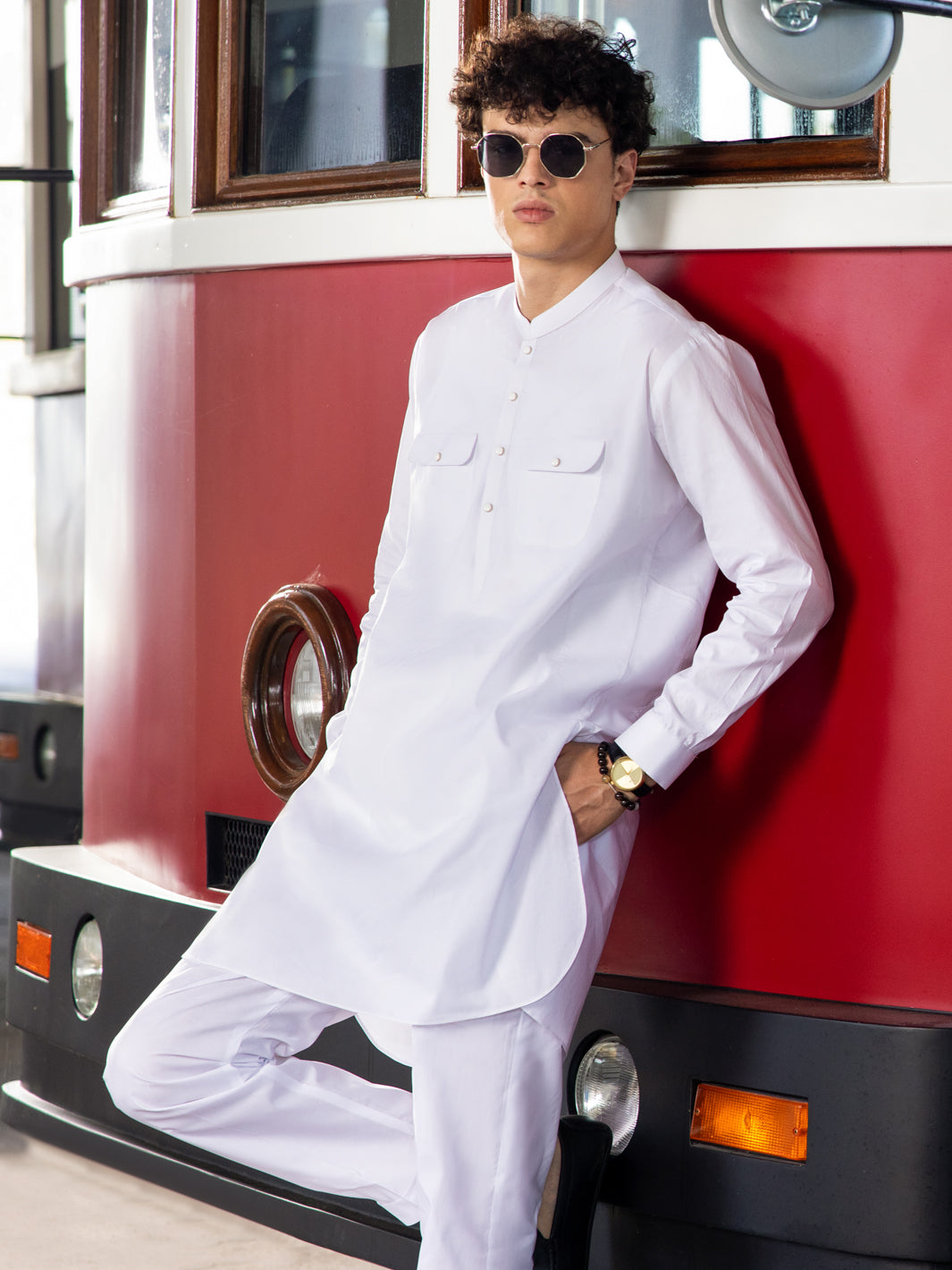 White Cotton Kurta Trouser - AL-KT-3042