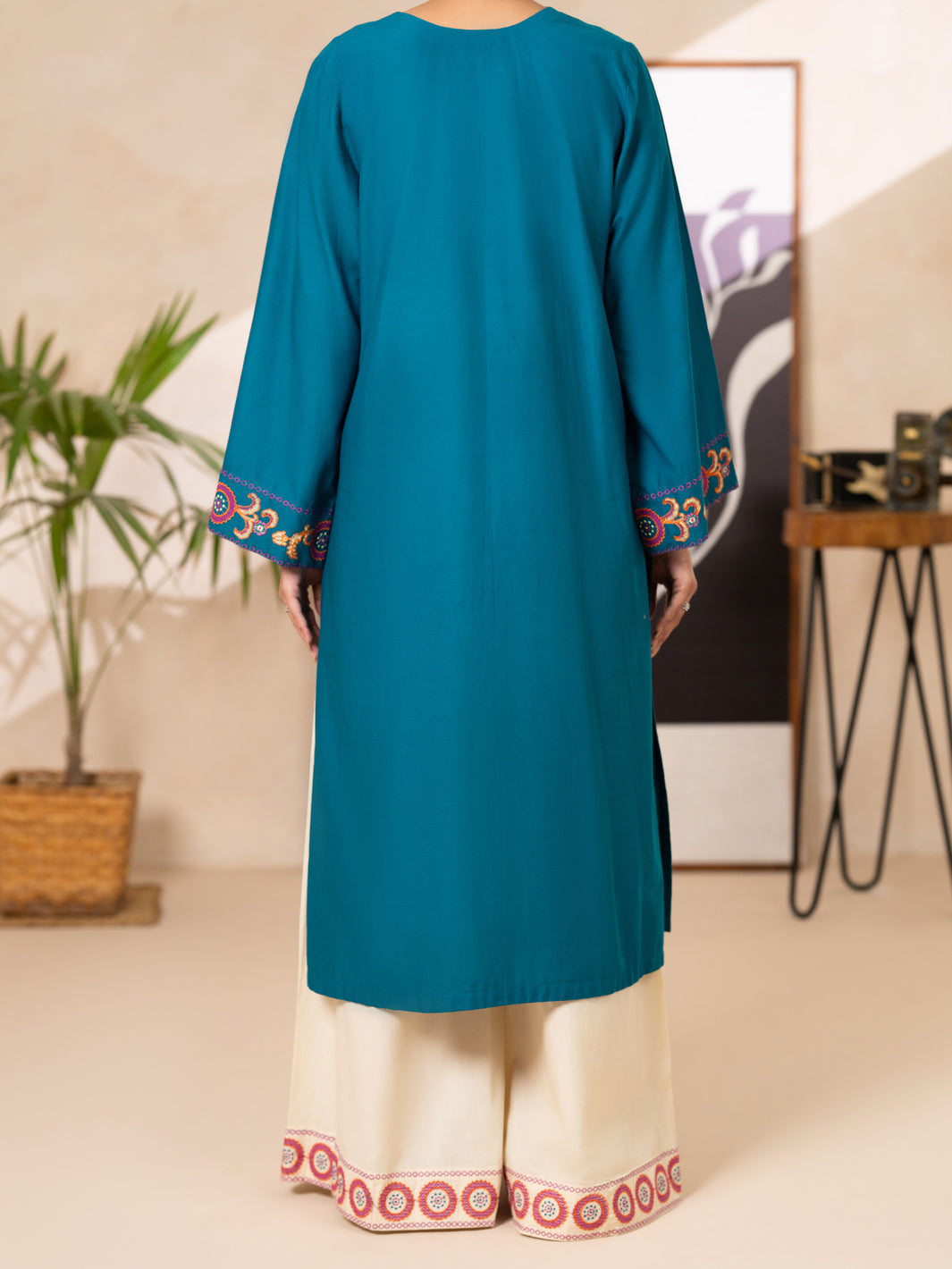 Turquoise Lawn Dyed Kurti - AL-LK-1175