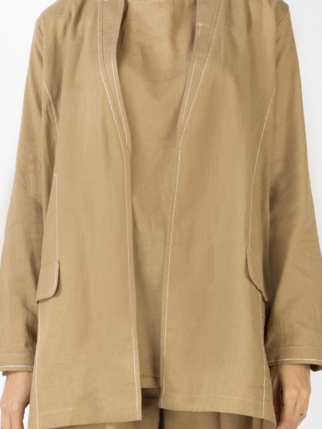 Khaki CharmeuseÃ‚Â 2 Piece Stitched - AL-2PS-LKS-908