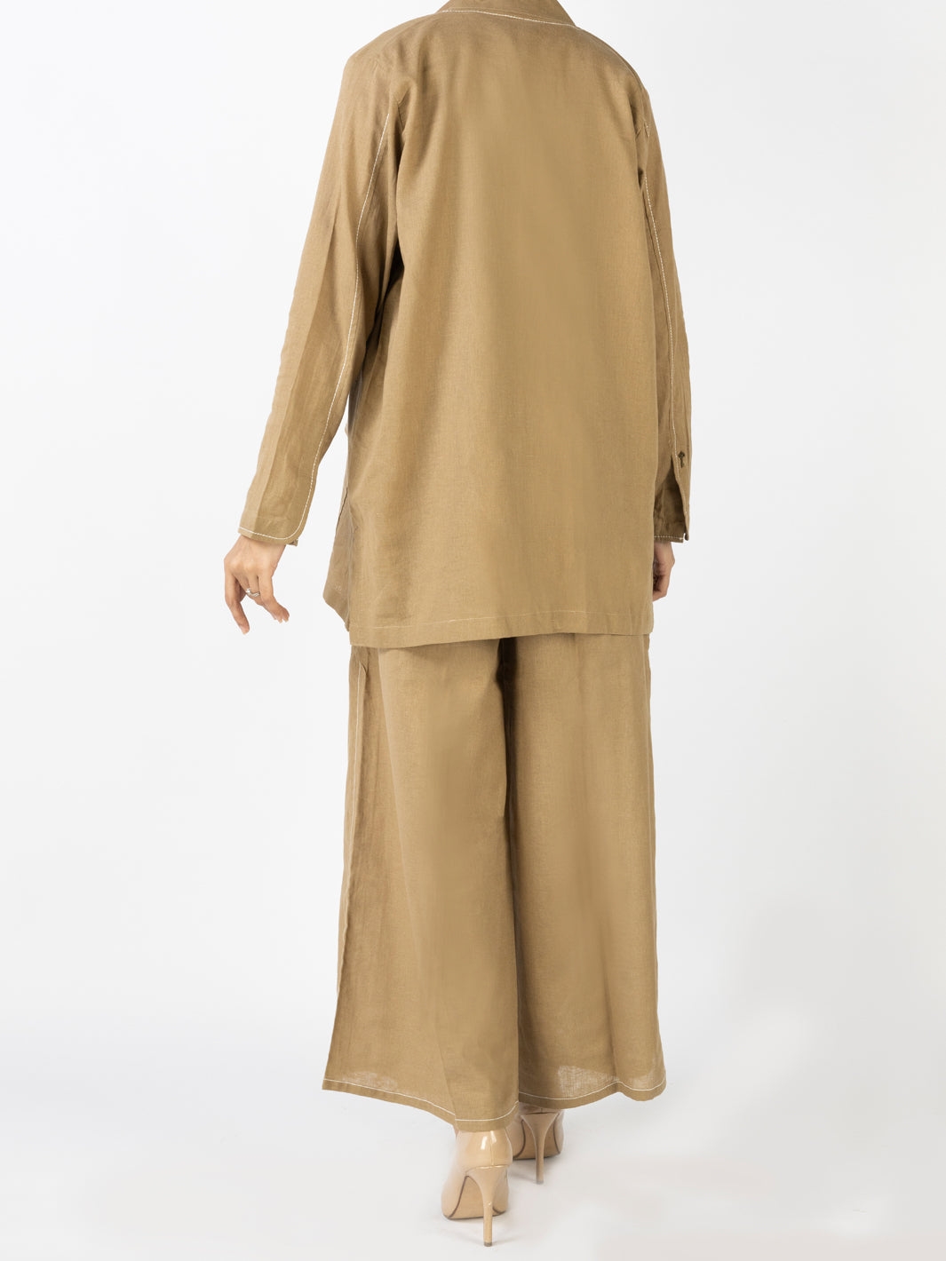 Khaki CharmeuseÃ‚Â 2 Piece Stitched - AL-2PS-LKS-908