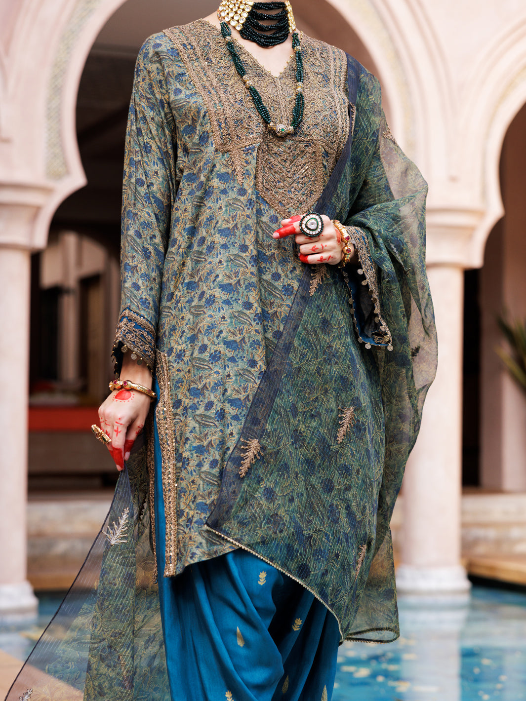 Green Maple Silk 3Pc Formal Stitched - AL-3PS-LS-432