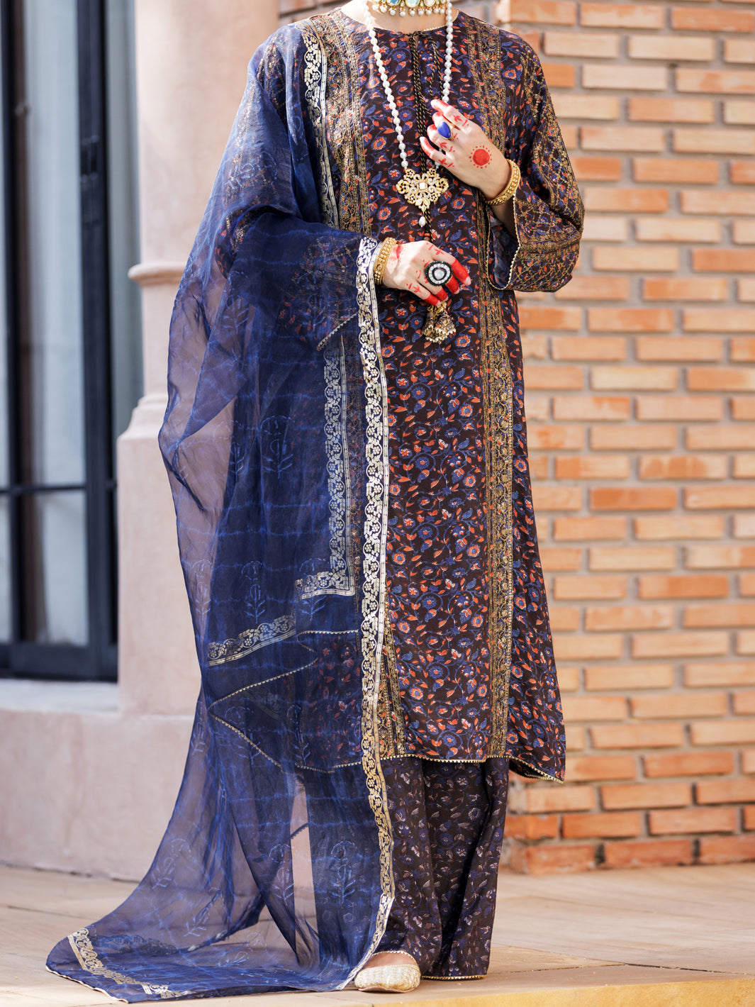 Blue Maple Silk 3Pc Formal Stitched - AL-3PS-LS-436