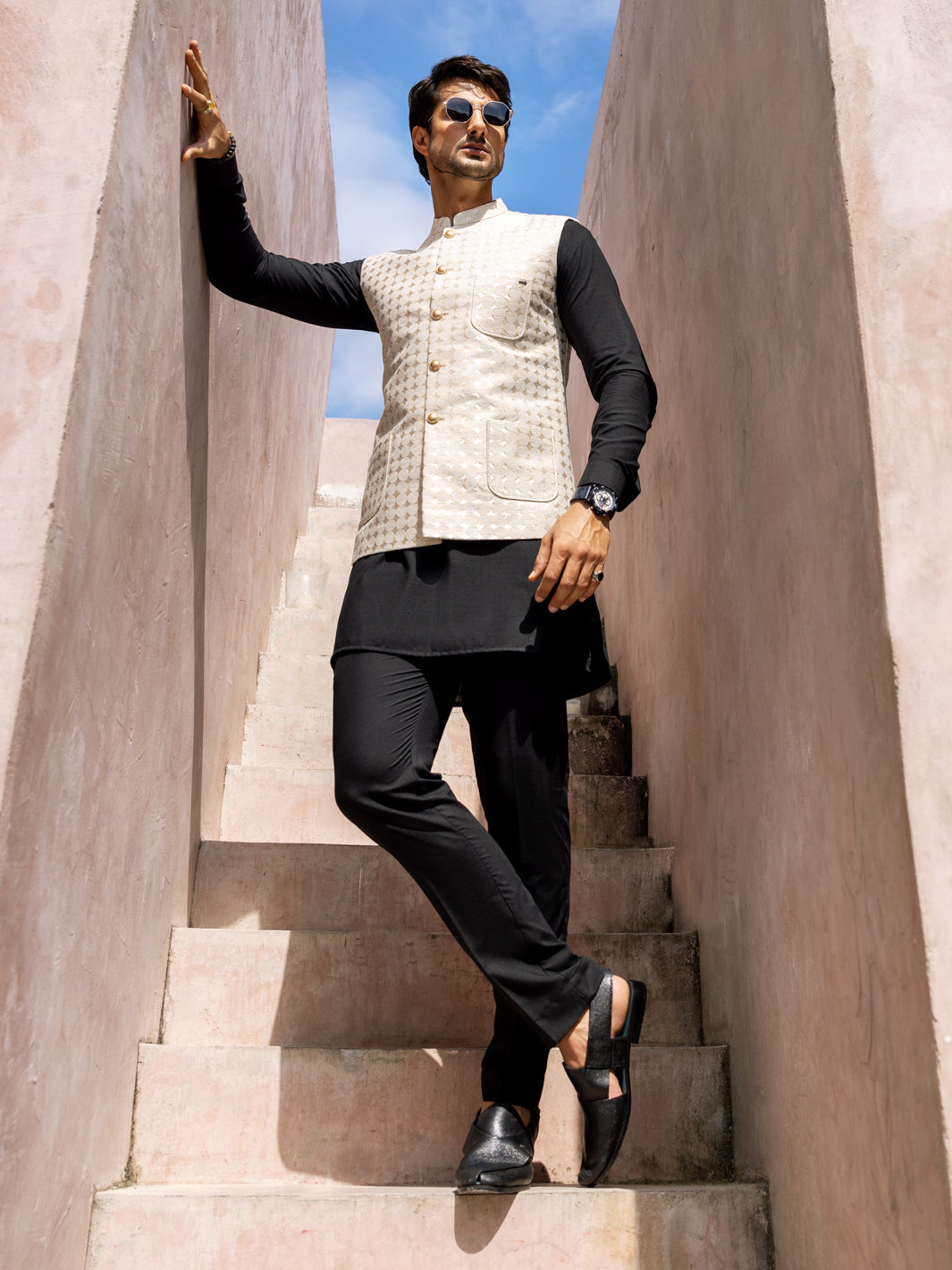 Off White Blended Waistcoat - AL-WC-523