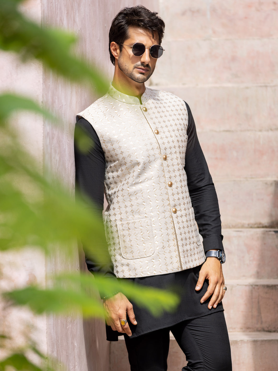 Off White Blended Waistcoat - AL-WC-523