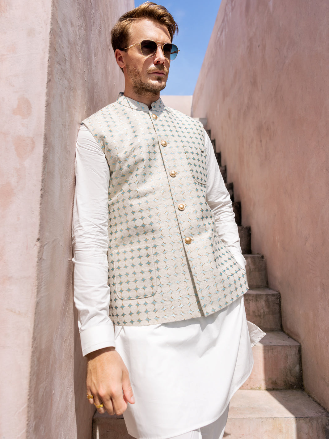 Off White Blended Waistcoat - AL-WC-528