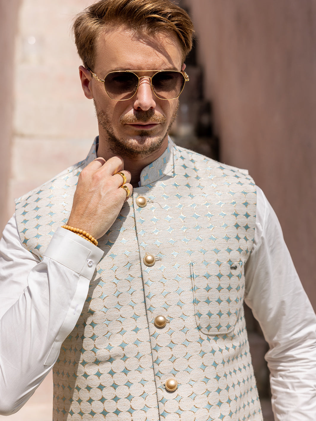 Off White Blended Waistcoat - AL-WC-528