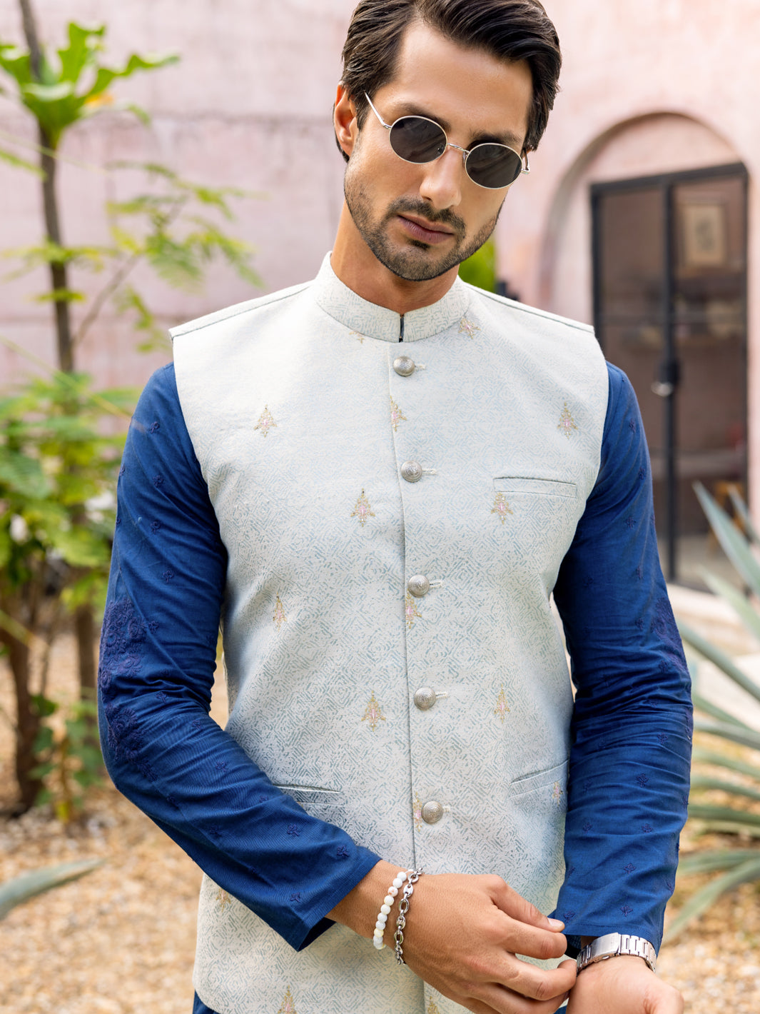Light Blue Blended Waistcoat - AL-WC-532