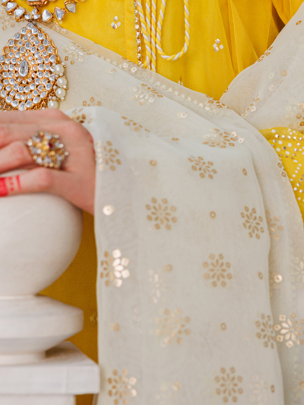 Yellow Organza 3Pc Unstitched - ALP-3PS-1627